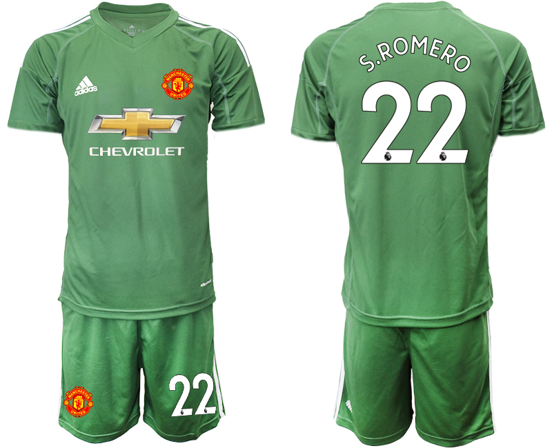 Men 2020-2021 club Manchester United green goalkeeper #22 Soccer Jerseys